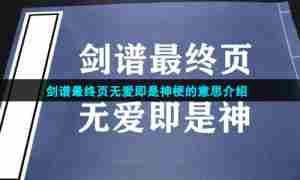 剑谱最终页无爱即是神梗的意思介绍