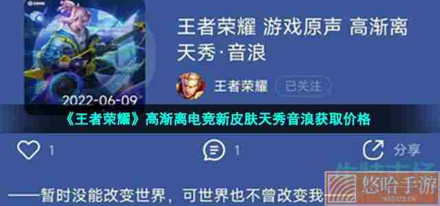 《<a href=https://www.wxsxzz.cn/game/2572.html target=_blank class=infotextkey><a href=https://www.wxsxzz.cn/game/5834.html target=_blank class=infotextkey>王者荣耀</a></a>》高渐离电竞新皮肤天秀音浪获取价格