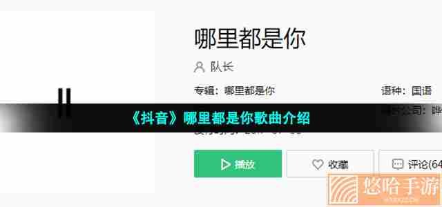 《抖音》哪里都是你歌曲介绍
